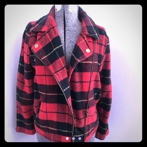 Plaid moto jacket